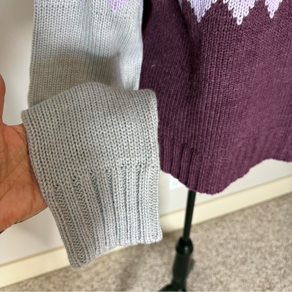 MEXX Fair Isle Knit Pullover Sweater Purple Grey Nordic Size Large - Picture 6 of 10